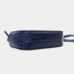 مملوكة مسبقًا حقيبة كاميرا يومية بالنسياغا جلد منقوش أزرق صغير جداً