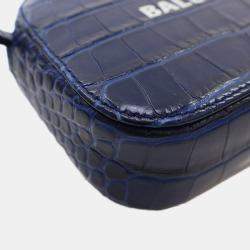 مملوكة مسبقًا حقيبة كاميرا يومية بالنسياغا جلد منقوش أزرق صغير جداً