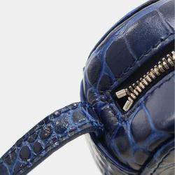 مملوكة مسبقًا حقيبة كاميرا يومية بالنسياغا جلد منقوش أزرق صغير جداً