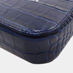 مملوكة مسبقًا حقيبة كاميرا يومية بالنسياغا جلد منقوش أزرق صغير جداً