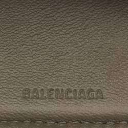 Pre Owned Balenciaga Le City Mini Grey Leather Compact Wallet