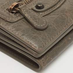 Pre Owned Balenciaga Le City Mini Grey Leather Compact Wallet