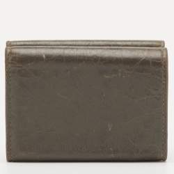 Pre Owned Balenciaga Le City Mini Grey Leather Compact Wallet