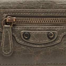 Pre Owned Balenciaga Le City Mini Grey Leather Compact Wallet