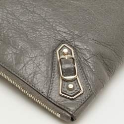 مملوكة مسبقًا Balenciaga Classic City Grey Leather Giant 12 SH Edge Zip Pouch