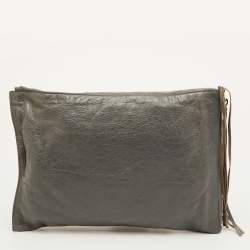 مملوكة مسبقًا Balenciaga Classic City Grey Leather Giant 12 SH Edge Zip Pouch