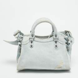 مملوكة مسبقًا Balenciaga Crystals Neo Cagole Light Blue Denim Bag