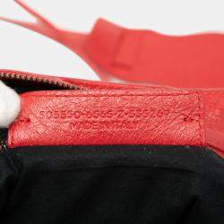 Pre Owned Balenciaga Red Lambskin Motocross Classic City Satchel