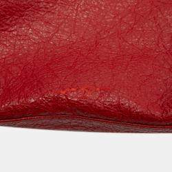 Pre Owned Balenciaga Red Lambskin Motocross Classic City Satchel