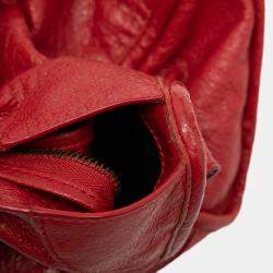 Pre Owned Balenciaga Red Lambskin Motocross Classic City Satchel