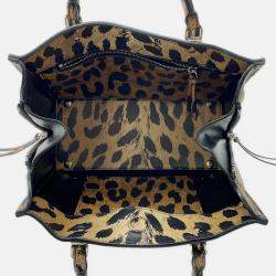 مملوكة مسبقًا Balenciaga Paper Leopard Pattern Brown Leather Size Mini
