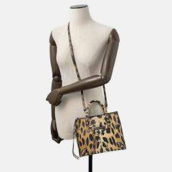 مملوكة مسبقًا Balenciaga Paper Leopard Pattern Brown Leather Size Mini