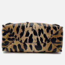 مملوكة مسبقًا Balenciaga Paper Leopard Pattern Brown Leather Size Mini