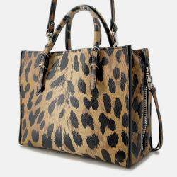 مملوكة مسبقًا Balenciaga Paper Leopard Pattern Brown Leather Size Mini