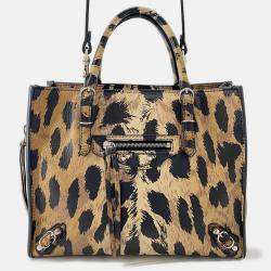 مملوكة مسبقًا Balenciaga Paper Leopard Pattern Brown Leather Size Mini