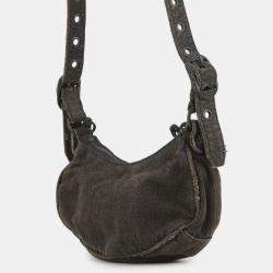 Pre Owned Balenciaga Le Cagoule Shoulder Bag Black Denim Size Xs