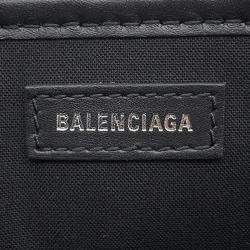 مملوكة مسبقًا Balenciaga Black Cabas Punching Logo Tote Bag Black Leather Size S