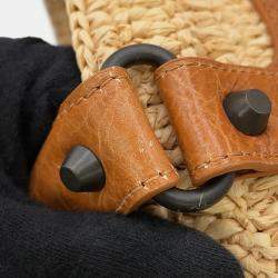 Pre Owned حقيبة كتف بالينسياغا لو سيتي بسكت راكيا 2 طريق طبيعي / جمل جلد الخروف مقاس وسط