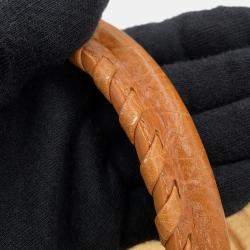 Pre Owned حقيبة كتف بالينسياغا لو سيتي بسكت راكيا 2 طريق طبيعي / جمل جلد الخروف مقاس وسط