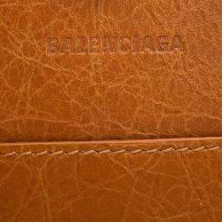 Pre Owned حقيبة كتف بالينسياغا لو سيتي بسكت راكيا 2 طريق طبيعي / جمل جلد الخروف مقاس وسط