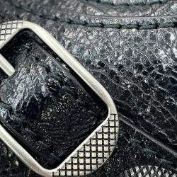 مملوكة مسبقًا حقيبة كتف أسطوانية بالنسياجا لقاقول جلد أسود