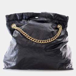 مملوكة مسبقًا حقيبة بالنسياجا "كراش" متوسطة جلد العجل أسود