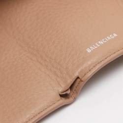 مملوكة مسبقًا Balenciaga Papier Mini Beige Leather Card Case