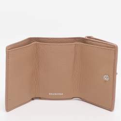 مملوكة مسبقًا Balenciaga Papier Mini Beige Leather Card Case