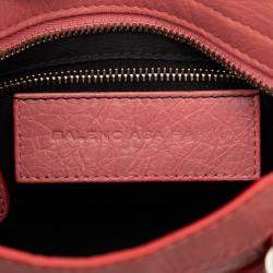 Pre Owned Balenciaga Red Mini Lambskin Motocross Giant 21 City Satchel
