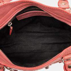 Pre Owned Balenciaga Red Mini Lambskin Motocross Giant 21 City Satchel