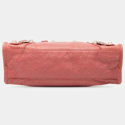 Pre Owned Balenciaga Red Mini Lambskin Motocross Giant 21 City Satchel