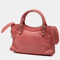 Pre Owned Balenciaga Red Mini Lambskin Motocross Giant 21 City Satchel