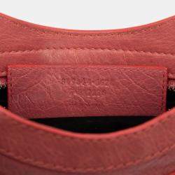 Pre Owned Balenciaga Red Mini Lambskin Motocross Giant 21 City Satchel