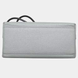 Pre Owned Balenciaga Black/Grey Leather Logo-Print Shopping Squared Tote Bag