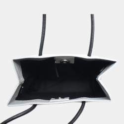 Pre Owned Balenciaga Black/Grey Leather Logo-Print Shopping Squared Tote Bag