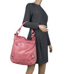 Pre Owned Balenciaga Rose Leather Classic Day RGGH Hobo