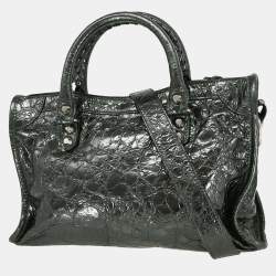 Pre Owned Balenciaga Silver Calfskin City Small Handbag