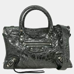 Pre Owned Balenciaga Silver Calfskin City Small Handbag