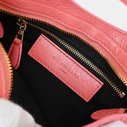 Pre Owned Balenciaga City Mini Pink Lambskin Leather Top Handle Bag