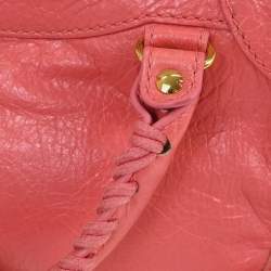 Pre Owned Balenciaga City Mini Pink Lambskin Leather Top Handle Bag