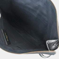 Pre Owned Balenciaga Black Lambskin Graffiti Print Clutch Bag