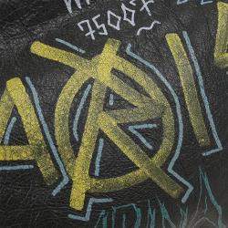 Pre Owned Balenciaga Black Lambskin Graffiti Print Clutch Bag