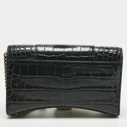 مملوكة مسبقًا محفظة بالنسياغا أوروروك جلد منقوش على شكل تمساح سلسلة باللون القديم ساعةالبوصلة