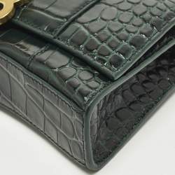 مملوكة مسبقًا محفظة بالنسياغا أوروروك جلد منقوش على شكل تمساح سلسلة باللون القديم ساعةالبوصلة