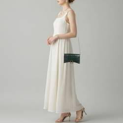 مملوكة مسبقًا محفظة بالنسياغا أوروروك جلد منقوش على شكل تمساح سلسلة باللون القديم ساعةالبوصلة