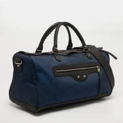 Pre Owned حقيبة ب النسياغا دفيل نايلون شبكي وجلد أزرق/أسود حلولسكواش