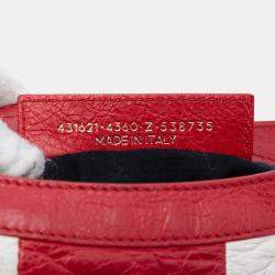 Pre Owned Balenciaga Red Small Lambskin Motocross Classic Striped City Satchel