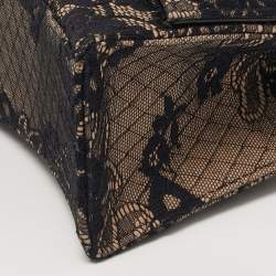 Pre Owned حقيبة بالنسياغا هورغلاس صغيرة جداً يَد علوية جلد ودانتيل أسود/عارٍ