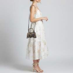 Pre Owned حقيبة بالنسياغا هورغلاس صغيرة جداً يَد علوية جلد ودانتيل أسود/عارٍ