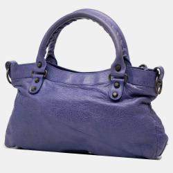 Pre Owned حقيبة ساتشل بالنسياغا موتر كروس كلاسيك جلد بنفسجي